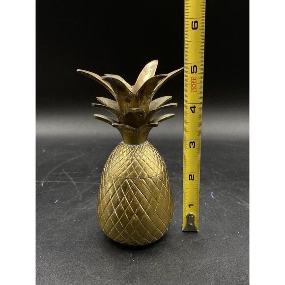DESSAU Brass Pineapple Trinket Box Solid Brass India 5" Tall Candle Holder - Picture 7 of 8